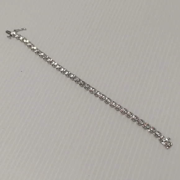 925 Sterling And Lab Created Diamond Tennis Bracelet 7" - Picture 6 of 8